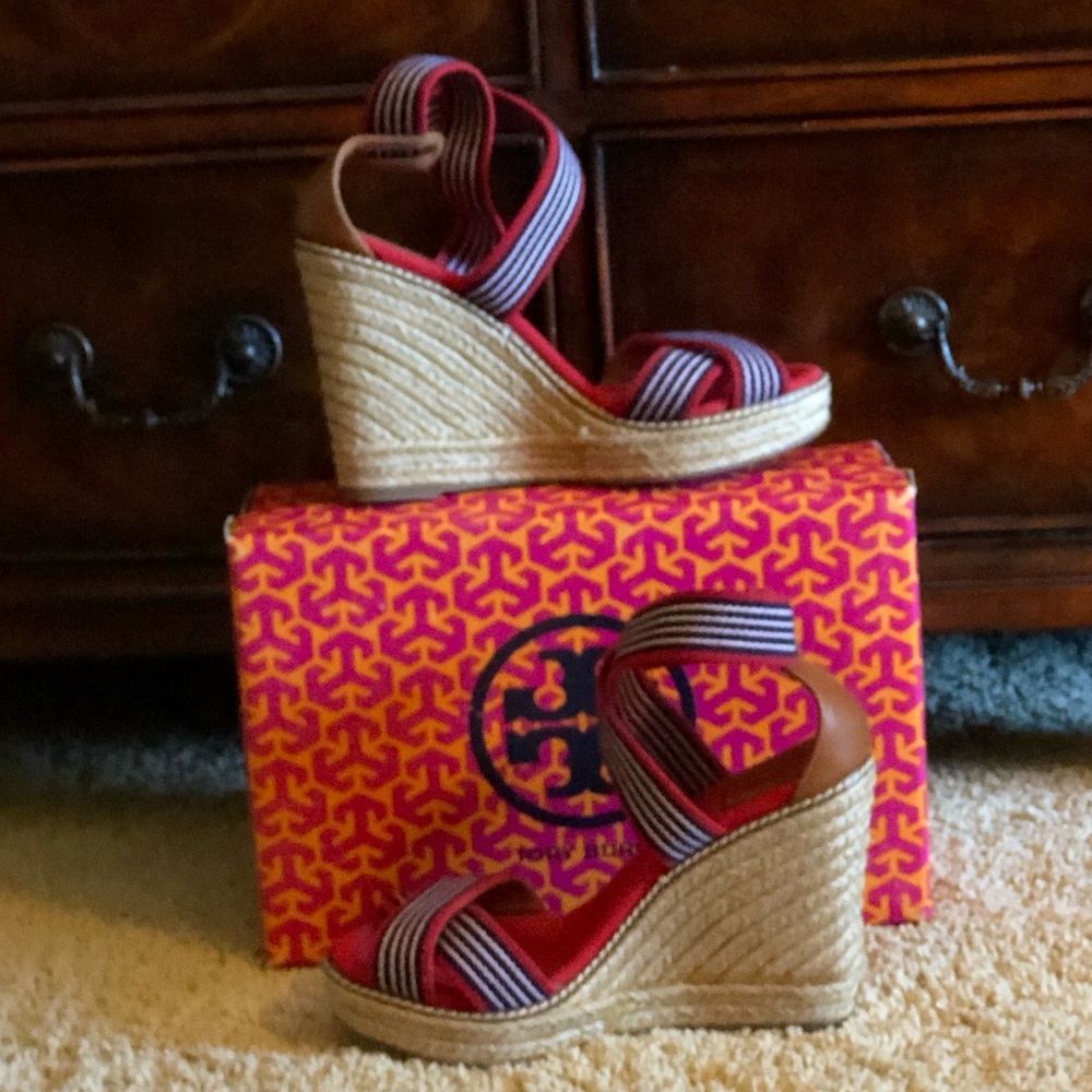 Tory Burch stripe espadrille.Only worn twice!